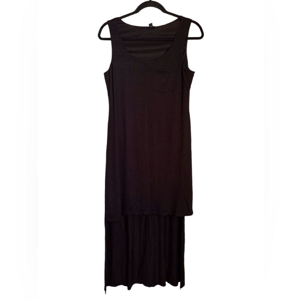 Nollie Women's Size XL Solid Black Hi Low Hemline Sheath Style Tank Dress NWT
